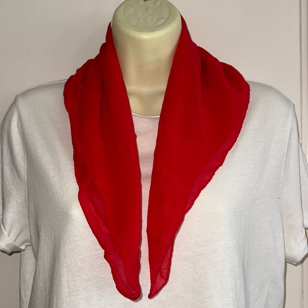 Vintage red chiffon square scarf